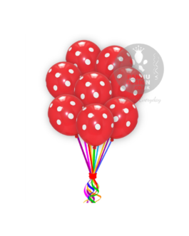 White and Red Polka Dots Balloons 12 ” Inch
