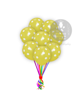 White and Yellow Polka Dots Balloons 12 ” Inch