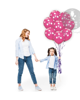 White and Hot Pink Polka Dots Balloons 12 ” Inch