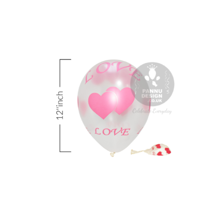 White Latex Plain Balloons with Love and Heart Print