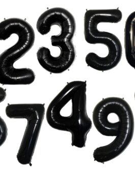 16″ Inch Number Black Foil Self Inflating Balloons Birthday Wedding Age Party Theme Balloon Decoration