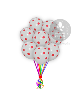 Red and White Polka Dots Balloons 12 ” Inch