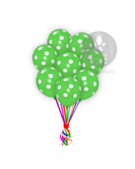 White and Green Polka Dots Balloons 12 ” Inch