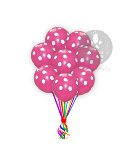 White and Hot Pink Polka Dots Balloons 12 ” Inch