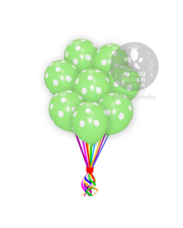 White and Light Green Polka Dots Balloons 12 ” Inch