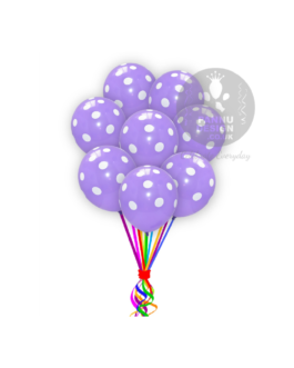 White and Purple Polka Dots Balloons 12 ” Inch