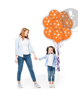 White and Orange Polka Dots Balloons 12 ” Inch