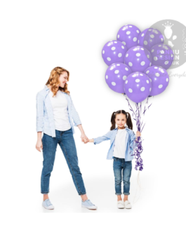 White and Purple Polka Dots Balloons 12 ” Inch