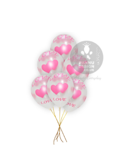 White Latex Plain Balloons with Love and Heart Print