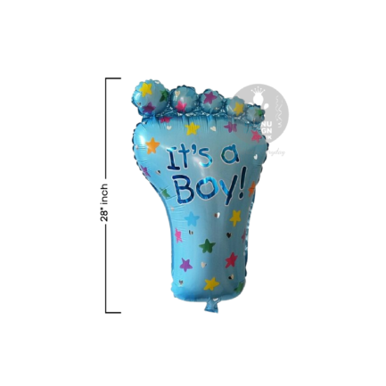 its a boy foot foil balloon