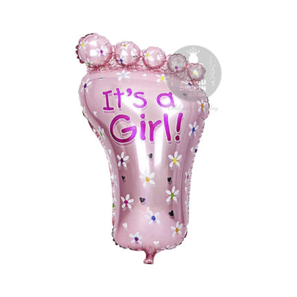 its a girl foot foil balloon