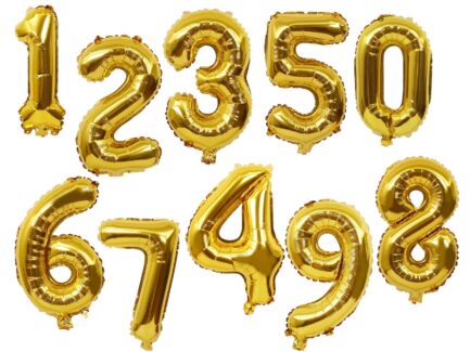 gold foil number balloons