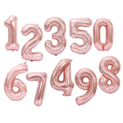 rosegold foil number balloons